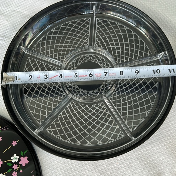 Japanese Lacquerware Cherry Blossom Divided Food Service Dish With Cover - Picture 5 of 6